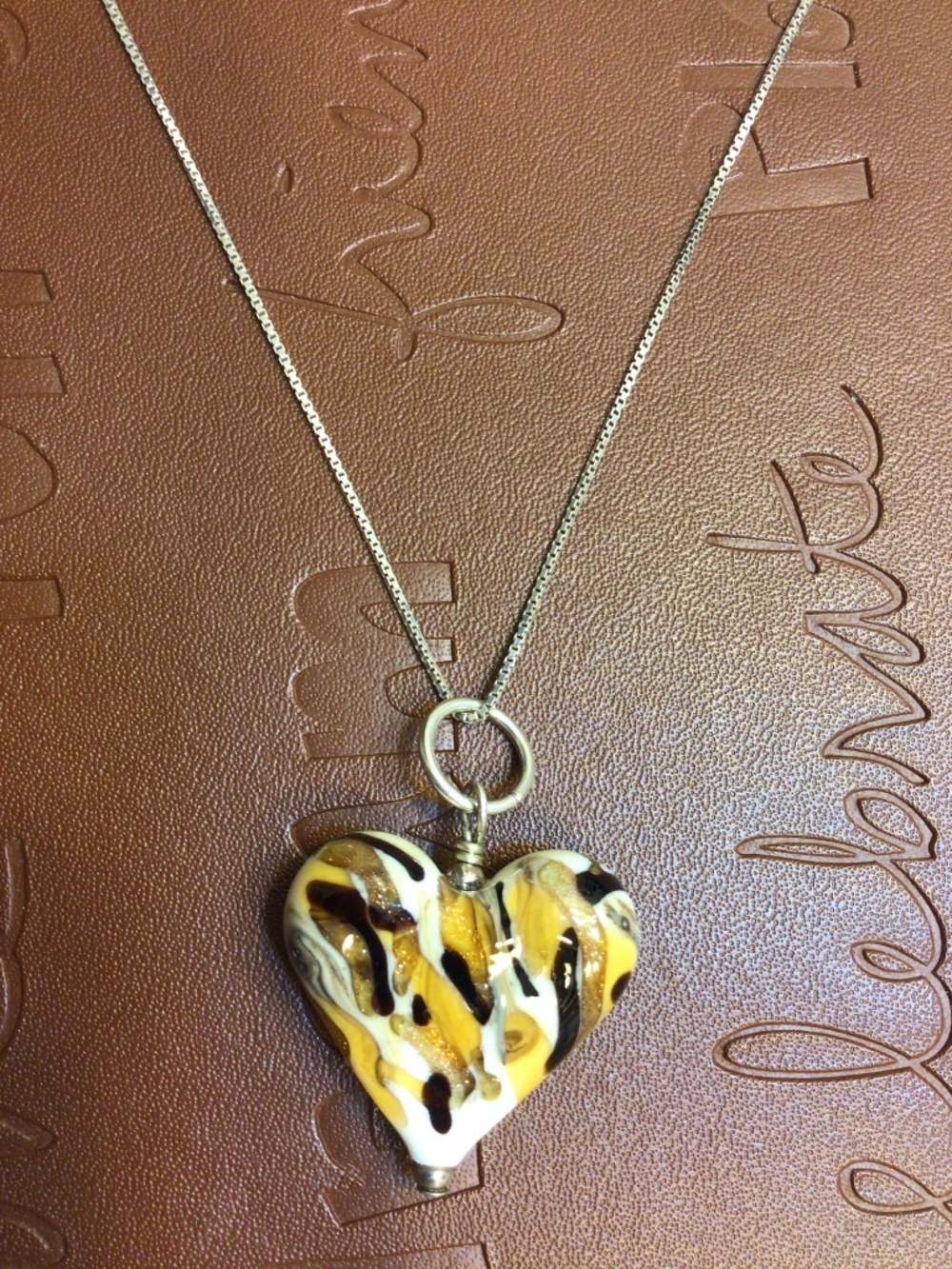 Venetian Glass Puffy Heart Pendant